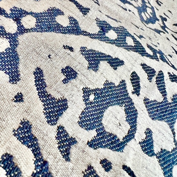 Navy and Silver Damask Medallion Curtains 54”Wx95”L, 2 Panels - Picture 7 of 8